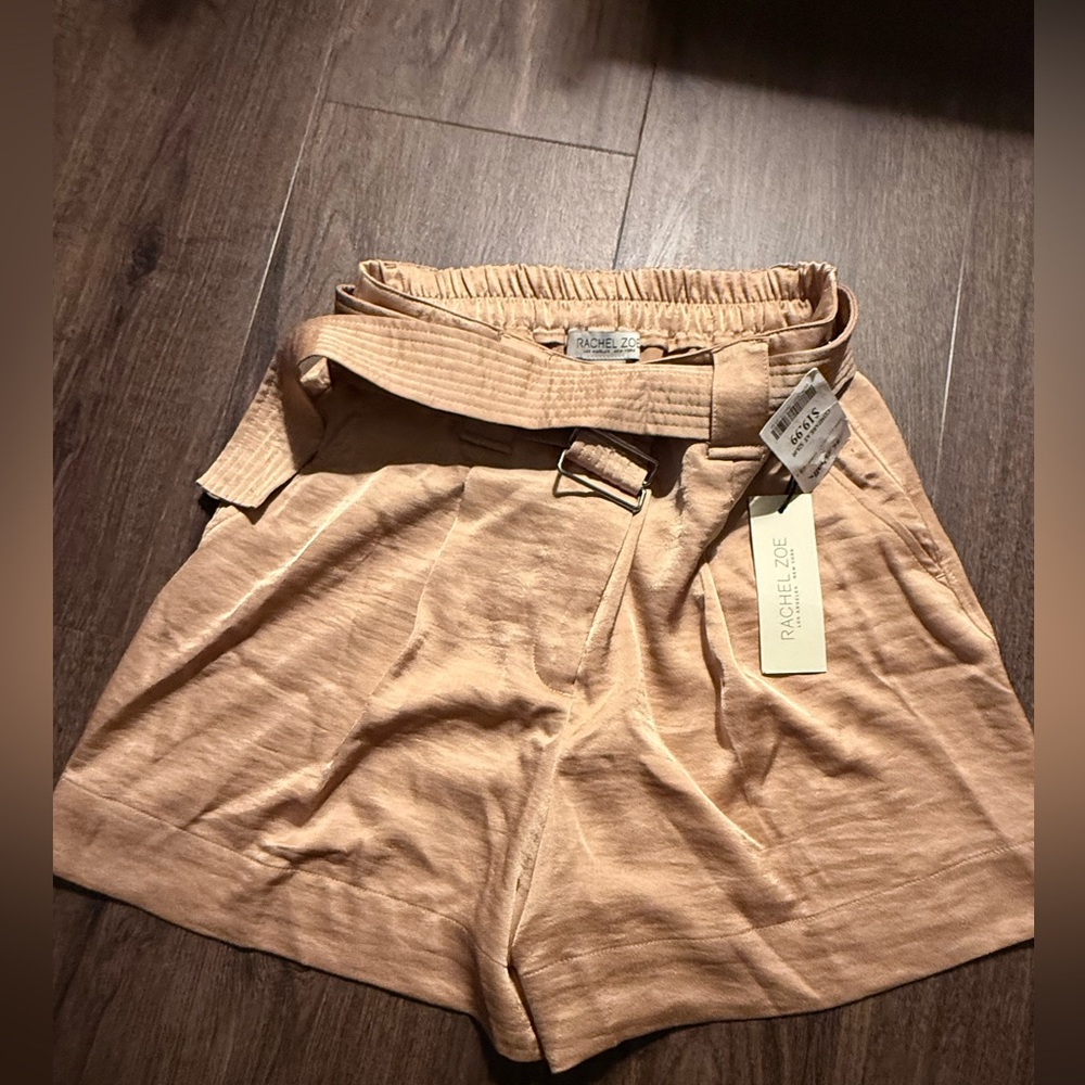 Rachel Zoe Beige High-Waist Belted Women's Shorts